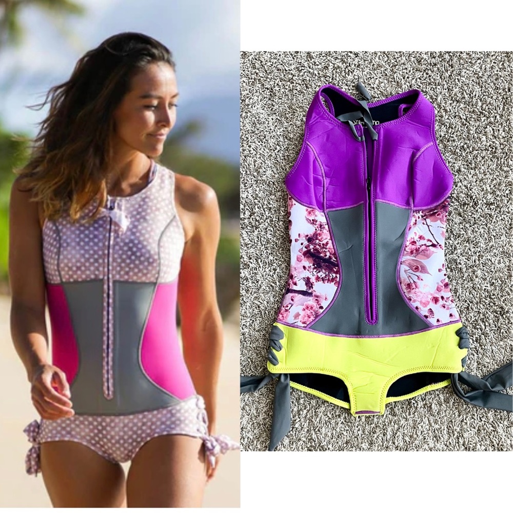Sirensong Wetsuit Springsuit Scuba One Piece Swimsuit Blossom Surf Snorkel EUC